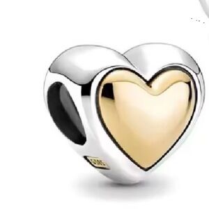 Two-Tone Heart Charm Bead - Gold & Silver